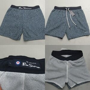 Ben‎ Sherman Swim Shorts Mens Large Blue Floral Pockets Drawstring Lined NEW